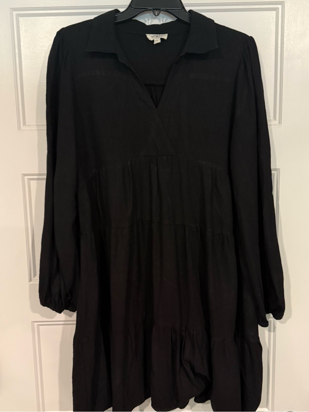 Umgee Black Long Sleeve Tiered Swing Dress